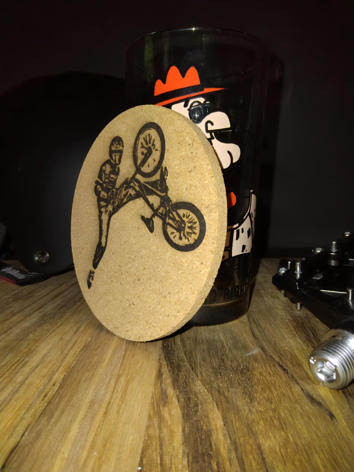 BMX Biking Art Laser Engraved Cork Coaster