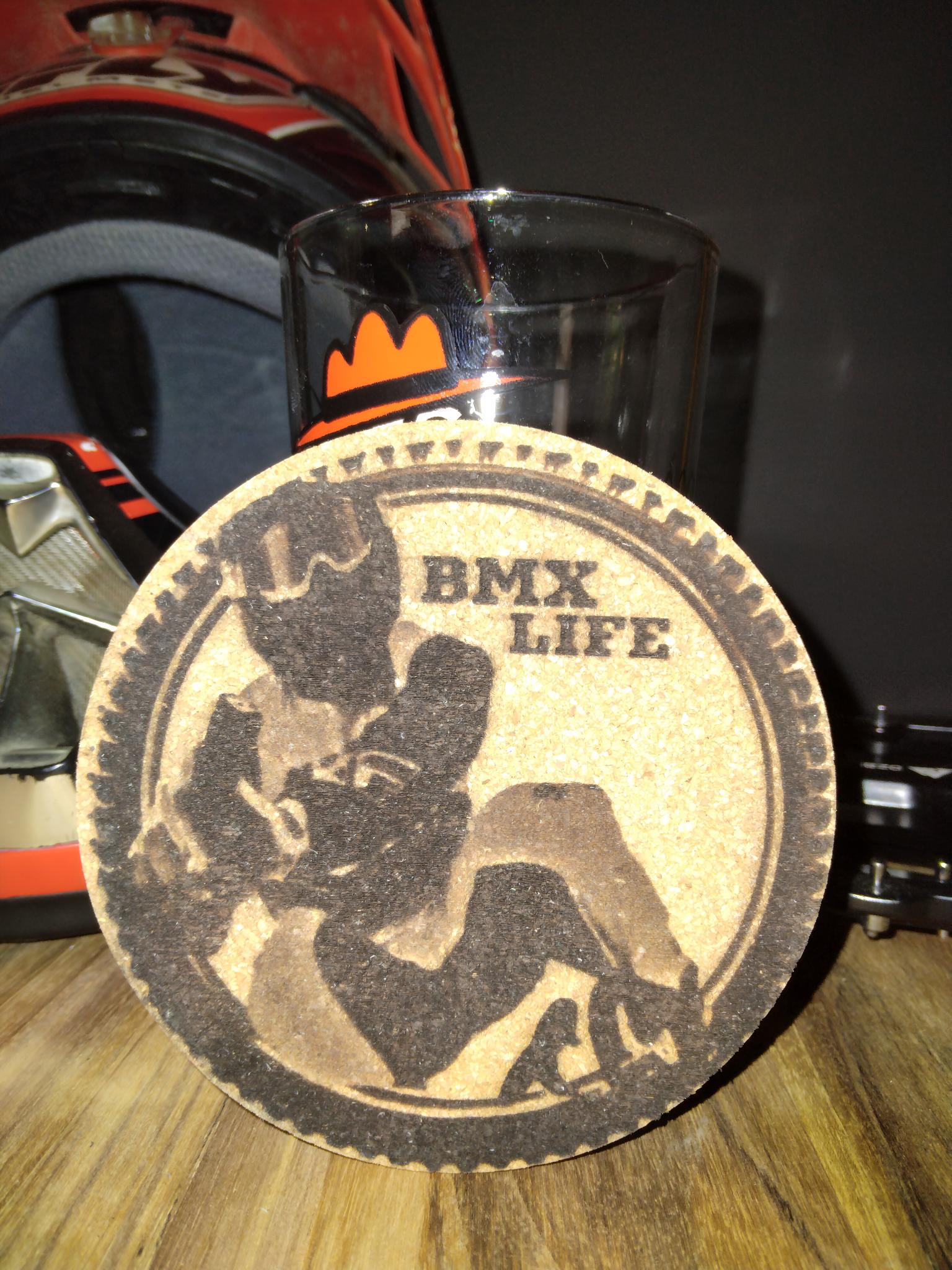 Custom BMX Artwork Racing Cork Coaster - Front 