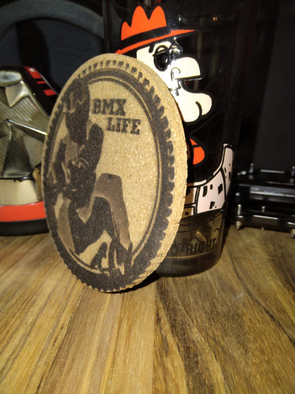 Custom BMX Artwork Racing Cork Coaster -  Right