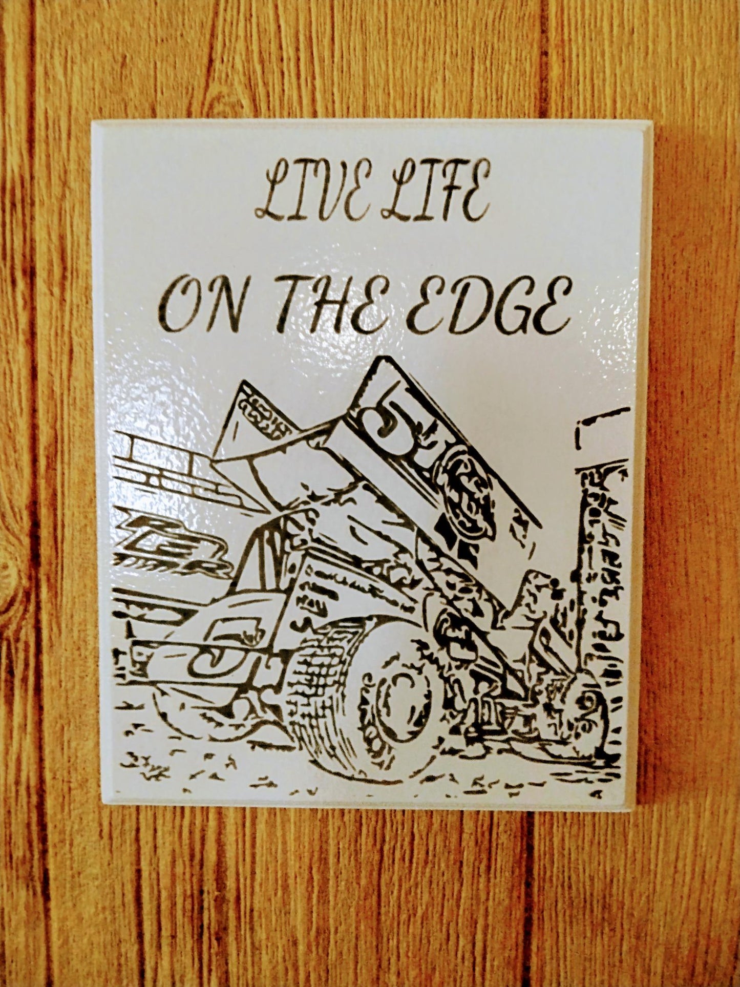 Dirt Track racing Wall Decor - Laser Engraved Art - Front