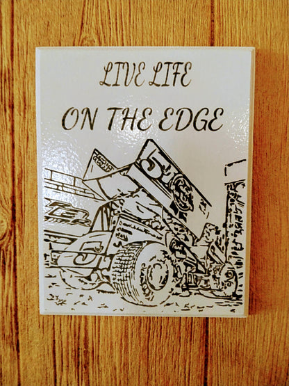 Dirt Track racing Wall Decor - Laser Engraved Art - Front